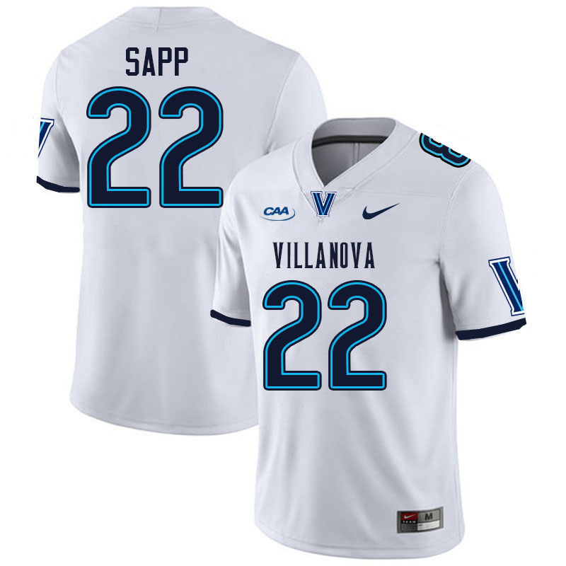 Villanova Wildcats #22 Christian Sapp College Football Jerseys Stitched-White Villanova Wildcats #22 Christian Sapp College Football Jerseys Stitched-White
